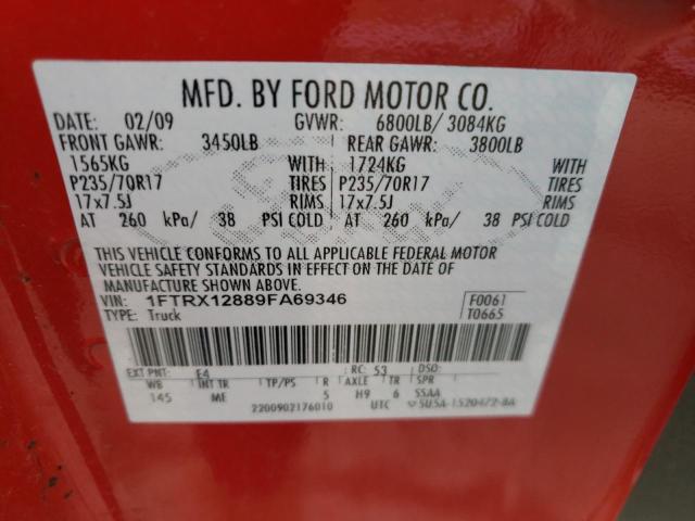 Photo 10 from auction – 2009 FORD F150 SUPER with VIN 1FTRX12889FA69346