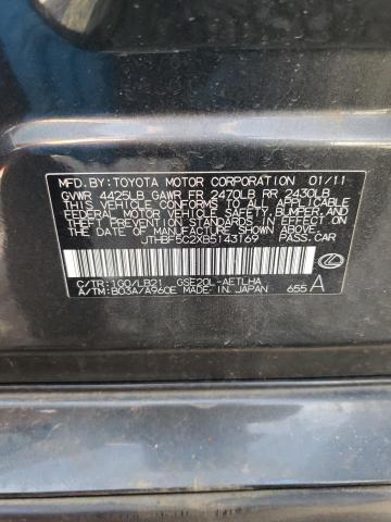 Photo 10 from auction – 2011 LEXUS IS 250 with VIN JTHBF5C2XB5143169