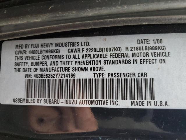 Photo 10 from auction – 2000 SUBARU LEGACY L with VIN 4S3BE6352Y7214169