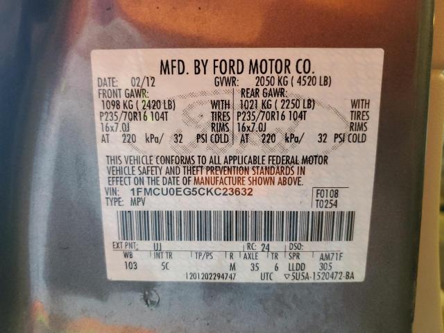 Photo 10 from auction – 2012 FORD ESCAPE LIM with VIN 1FMCU0EG5CKC23632