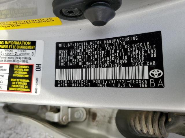 Photo 10 from auction – 2019 TOYOTA COROLLA L with VIN 5YFBURHE2KP913868
