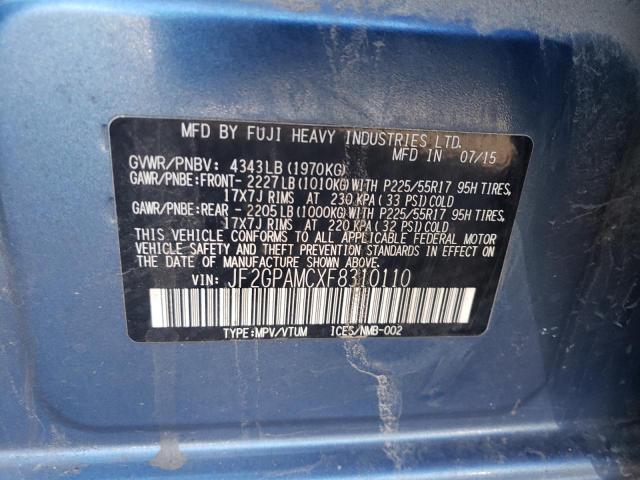 Photo 10 from auction – 2015 SUBARU XV CROSSTR with VIN JF2GPAMCXF8310110