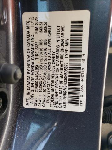 Photo 10 from auction – 2016 HONDA CR-V LX with VIN 2HKRM3H33GH505877