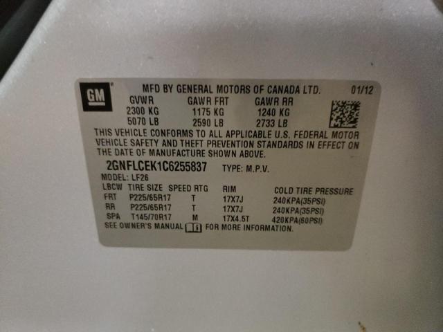 Photo 10 from auction – 2012 CHEVROLET EQUINOX LS with VIN 2GNFLCEK1C6255837