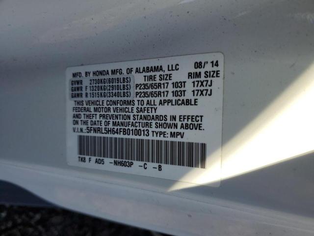 Photo 10 from auction – 2015 HONDA ODYSSEY EX with VIN 5FNRL5H64FB010013