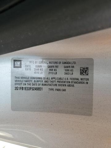 Photo 10 from auction – 2015 CHEVROLET CAMARO LS with VIN 2G1FB1E33F9249851