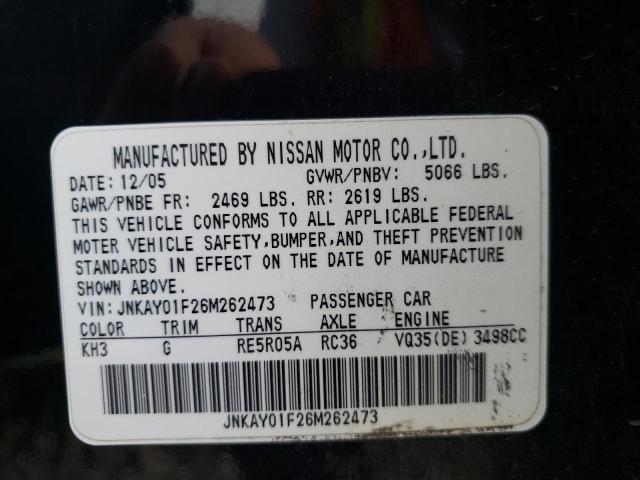 Photo 10 from auction – 2006 INFINITI M35 BASE with VIN JNKAY01F26M262473
