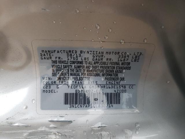 Photo 10 from auction – 2014 NISSAN VERSA s with VIN 3N1CN7AP1EL830714