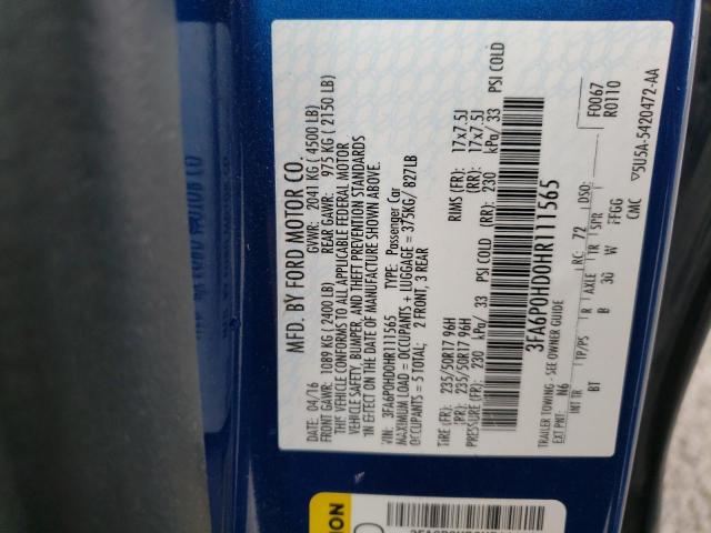 Photo 10 from auction – 2017 FORD FUSION SE with VIN 3FA6P0HD0HR111565