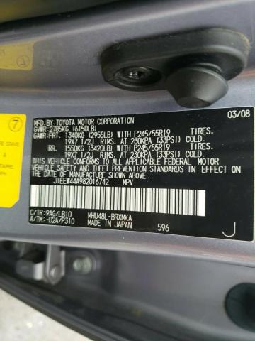 Photo 10 from auction – 2008 TOYOTA HIGHLANDER with VIN JTEEW44A982016742