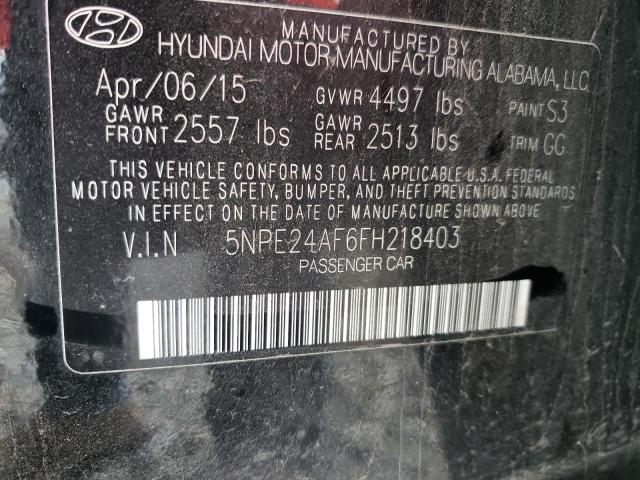 Photo 10 from auction – 2015 HYUNDAI SONATA SE with VIN 5NPE24AF6FH218403