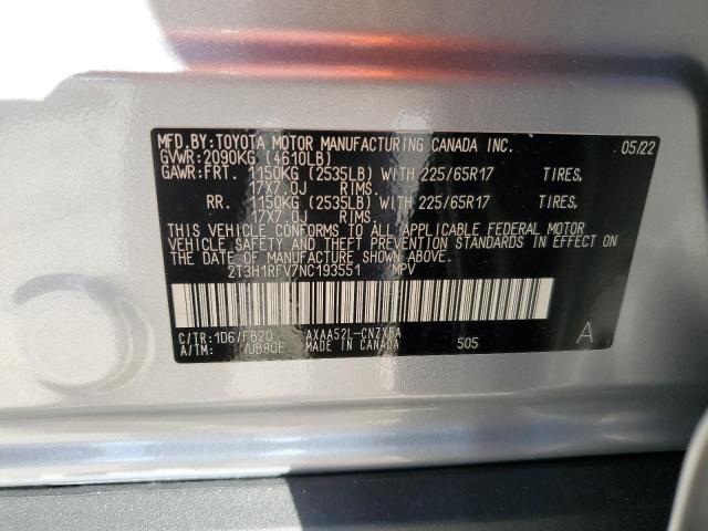 Photo 10 from auction – 2022 TOYOTA RAV4 LE with VIN 2T3H1RFV7NC193551