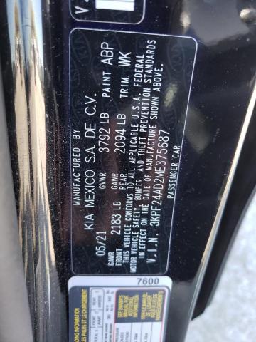 Photo 10 from auction – 2021 KIA FORTE FE with VIN 3KPF24AD2ME375687