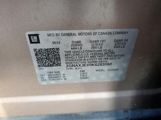 Photo 10 from auction – 2019 CHEVROLET EQUINOX LT with VIN 2GNAXJEV0K6283060