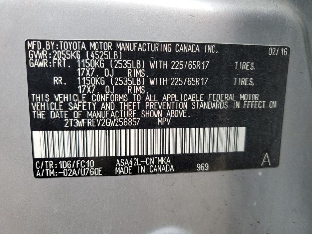 Photo 10 from auction – 2016 TOYOTA RAV4 XLE with VIN 2T3WFREV2GW256857