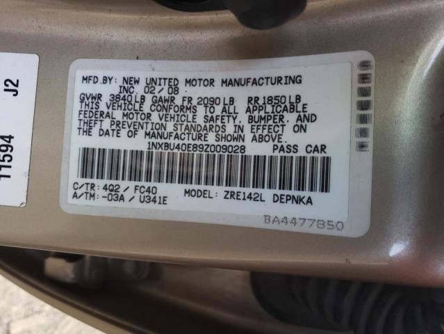 Photo 10 from auction – 2009 TOYOTA COROLLA BA with VIN 1NXBU40E89Z009028