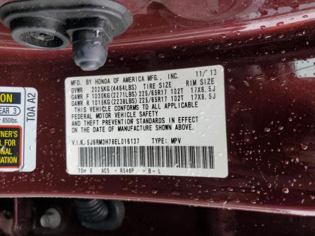 Photo 10 from auction – 2014 HONDA CR-V EXL with VIN 5J6RM3H78EL016137