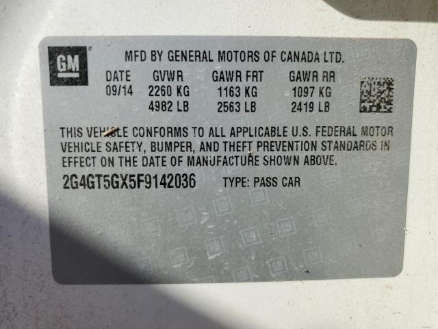 Photo 10 from auction – 2015 BUICK REGAL GS with VIN 2G4GT5GX5F9142036