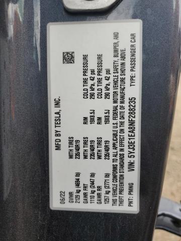 Photo 10 from auction – 2022 TESLA MODEL 3 with VIN 5YJ3E1EA8NF288235