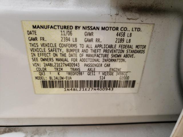 Photo 10 from auction – 2007 NISSAN ALTIMA 3.5 with VIN 1N4BL21E27N400943