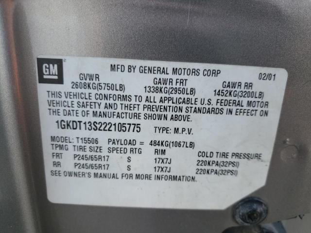 Photo 10 from auction – 2002 GMC ENVOY with VIN 1GKDT13S222105775