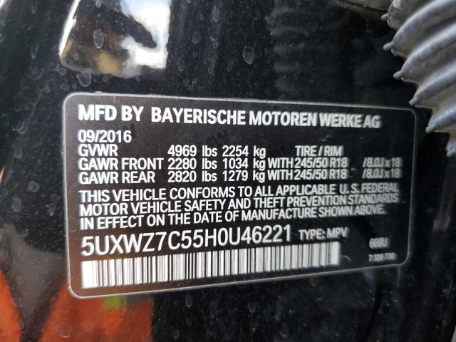 Photo 10 from auction – 2017 BMW X3 SDRIVE2 with VIN 5UXWZ7C55H0U46221
