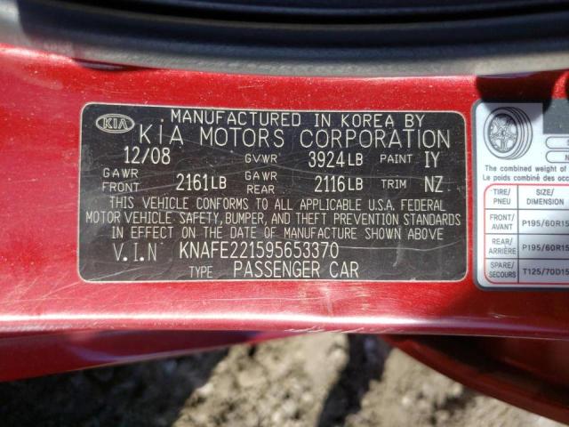 Photo 10 from auction – 2009 KIA SPECTRA EX with VIN KNAFE221595653370