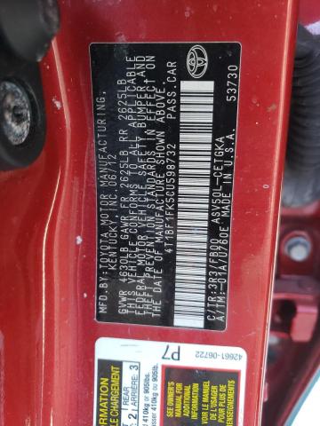 Photo 10 from auction – 2012 TOYOTA CAMRY BASE with VIN 4T1BF1FK5CU598732