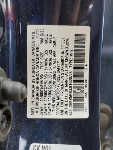 Photo 10 from auction – 2015 HONDA CR-V LX with VIN 2HKRM4H33FH628776