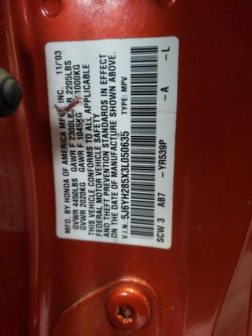 Photo 10 from auction – 2003 HONDA ELEMENT EX with VIN 5J6YH285X3L050635