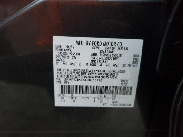 Photo 10 from auction – 2016 FORD EDGE TITAN with VIN 2FMPK4K8XGBC10175