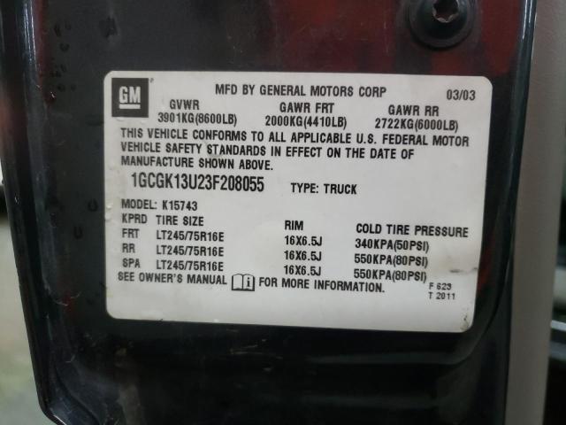 Photo 10 from auction – 2003 CHEVROLET SILVERADO with VIN 1GCGK13U23F208055