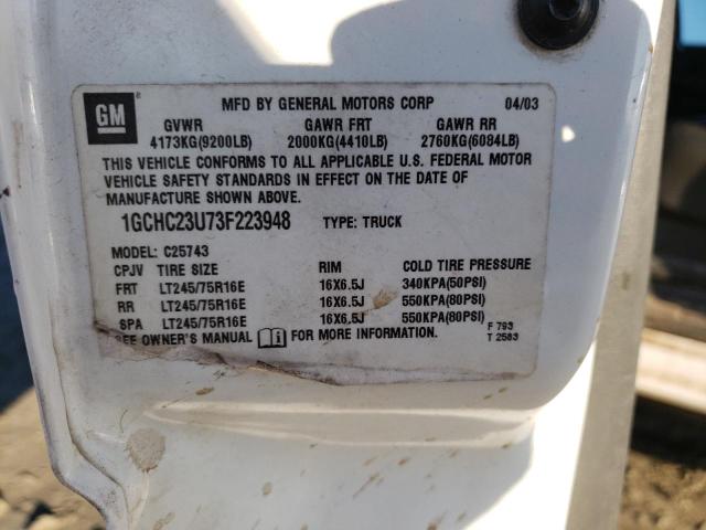 Photo 10 from auction – 2003 CHEVROLET 2500 with VIN 1GCHC23U73F223948