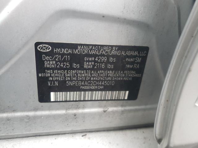 Photo 10 from auction – 2012 HYUNDAI SONATA GLS with VIN 5NPEB4AC2CH445010