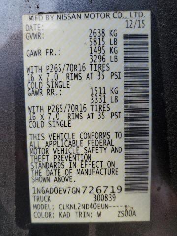 Photo 10 from auction – 2016 NISSAN FRONTIER S with VIN 1N6AD0EV7GN726719