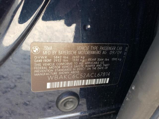 Photo 10 from auction – 2010 BMW 750 I XDRI with VIN WBAKC6C52ACL67814