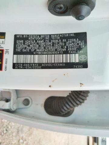 Photo 10 from auction – 2009 TOYOTA CAMRY BASE with VIN 4T1BE46K09U890415