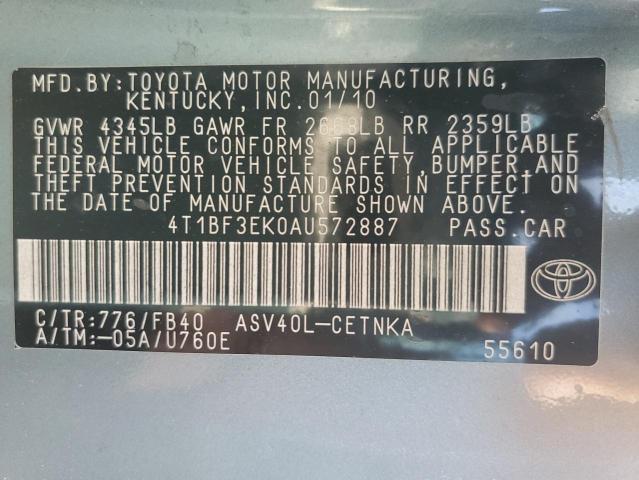 Photo 10 from auction – 2010 TOYOTA CAMRY BASE with VIN 4T1BF3EK0AU572887