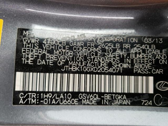 Photo 10 from auction – 2013 LEXUS ES 350 with VIN JTHBK1GGXD2054071