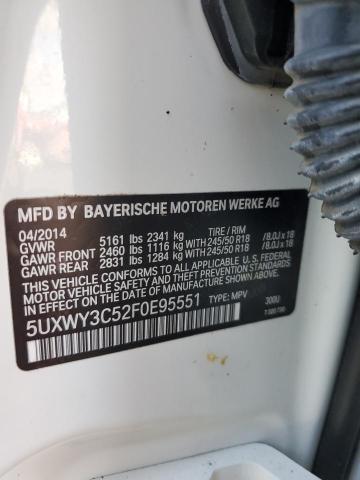 Photo 10 from auction – 2015 BMW X3 XDRIVE2 with VIN 5UXWY3C52F0E95551