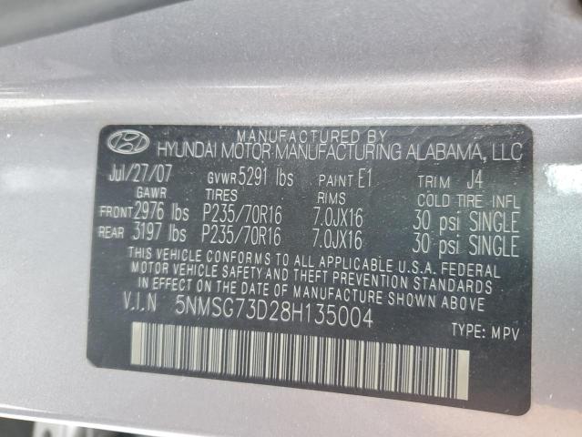 Photo 10 from auction – 2008 HYUNDAI SANTA FE G with VIN 5NMSG73D28H135004