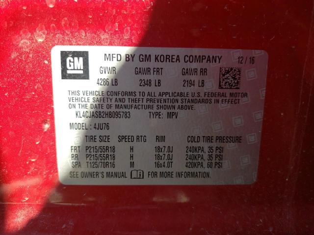 Photo 10 from auction – 2017 BUICK ENCORE PRE with VIN KL4CJASB2HB095783