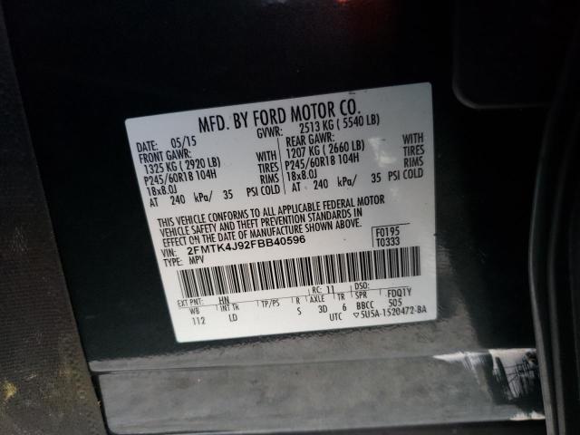 Photo 10 from auction – 2015 FORD EDGE SEL with VIN 2FMTK4J92FBB40596