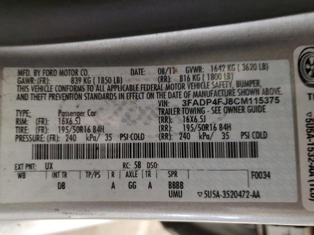 Photo 10 from auction – 2012 FORD FIESTA SES with VIN 3FADP4FJ8CM115375