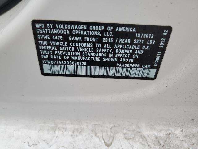 Photo 10 from auction – 2013 VOLKSWAGEN PASSAT SE with VIN 1VWBP7A3XDC080320