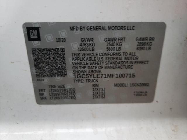 Photo 10 from auction – 2021 CHEVROLET SILVERADO with VIN 1GC5YLE71MF100715