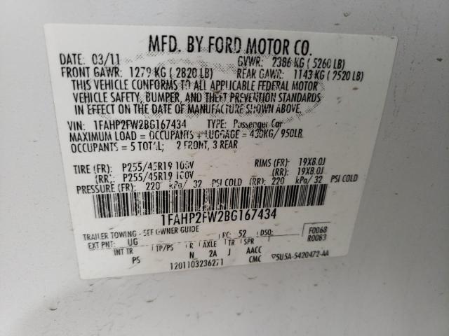 Photo 10 from auction – 2011 FORD TAURUS LIM with VIN 1FAHP2FW2BG167434