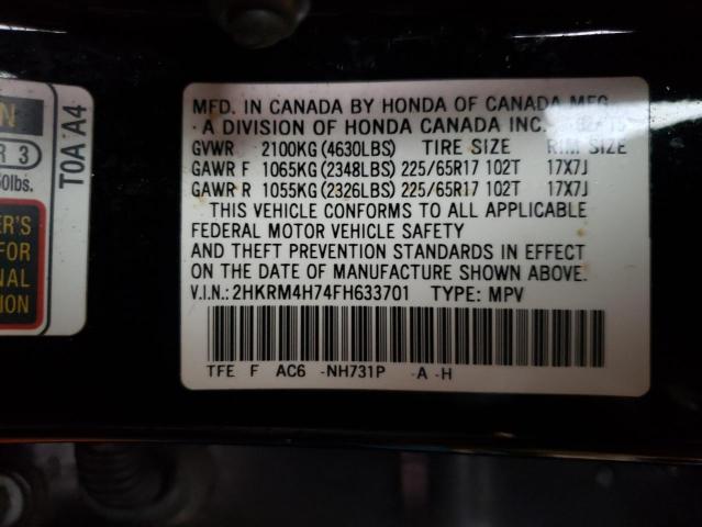 Photo 10 from auction – 2015 HONDA CR-V EXL with VIN 2HKRM4H74FH633701