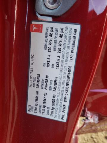 Photo 10 from auction – 2018 TESLA MODEL 3 with VIN 5YJ3E1EA0JF014506