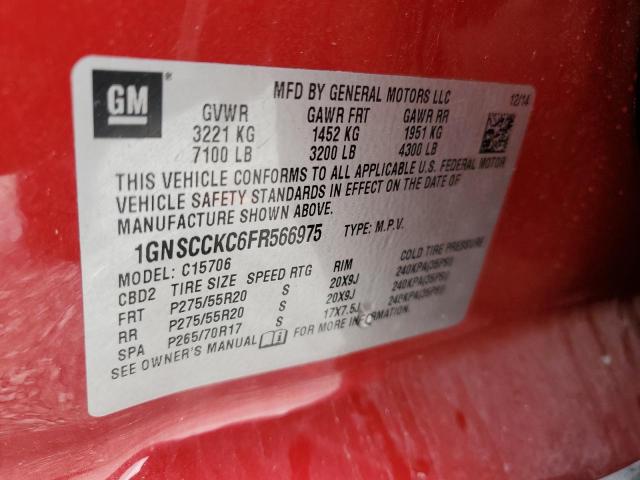 Photo 10 from auction – 2015 CHEVROLET TAHOE with VIN 1GNSCCKC6FR566975